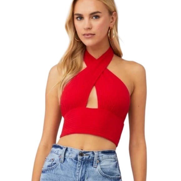Callahan‎ x Revolve Mimi Tank Red Cropped Ribbed Top - Picture 3 of 6